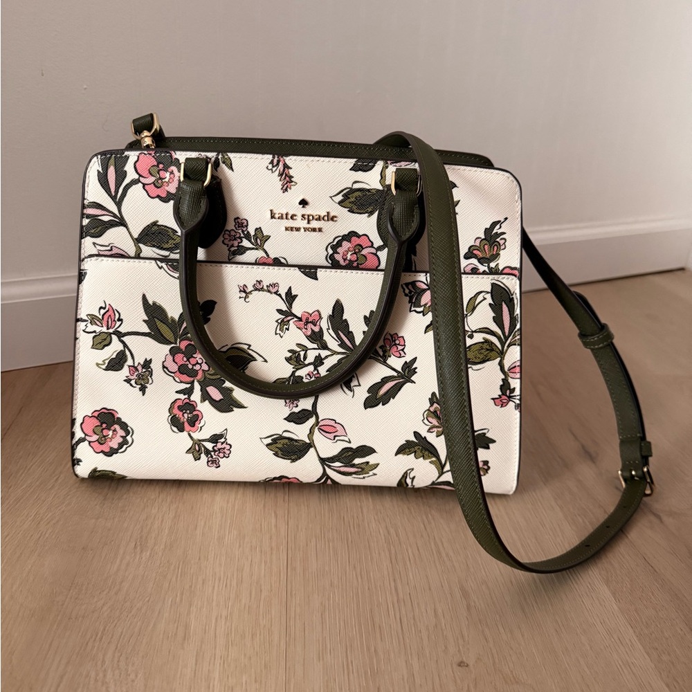 Kate Spade White and Pink Floral Satchel